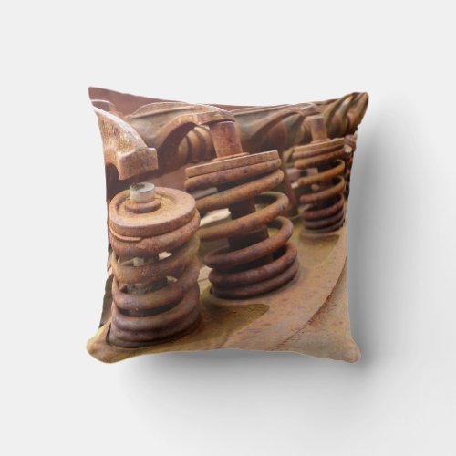 Rusted Engine Parts Manly Automotive Theme Throw Pillow