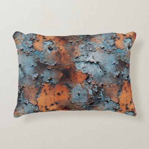 Rusted Flaked Metal Seamless Repeat Pattern Accent Pillow