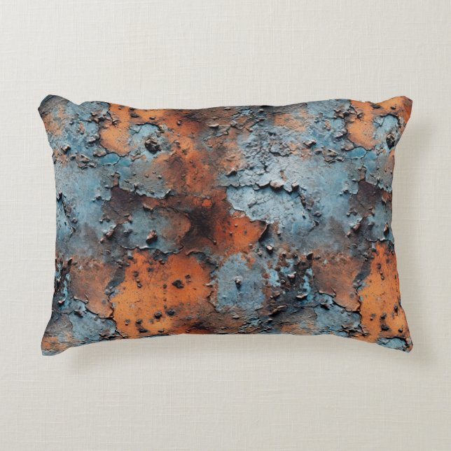 Rusted Flaked Metal Seamless Repeat Pattern Accent Pillow (Front)
