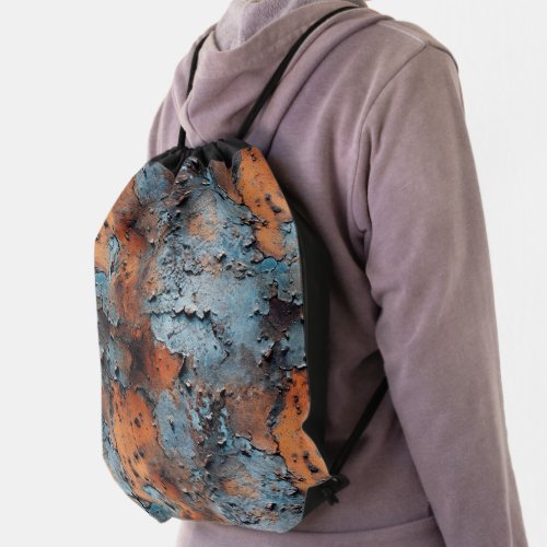 Rusted Flaked Metal Seamless Repeat Pattern Drawstring Bag