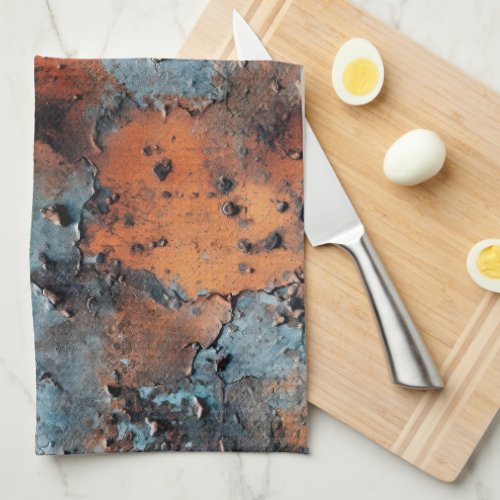 Rusted Flaked Metal Seamless Repeat Pattern Kitchen Towel