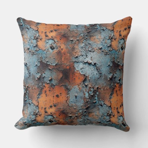 Rusted Flaked Metal Seamless Repeat Pattern Throw Pillow