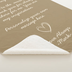 Rusted Gold  Handwritten Love Letter or message  Sherpa Blanket