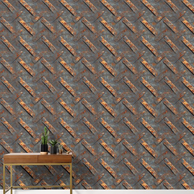 Rusted Gray Metal Wallpaper (Hallway)