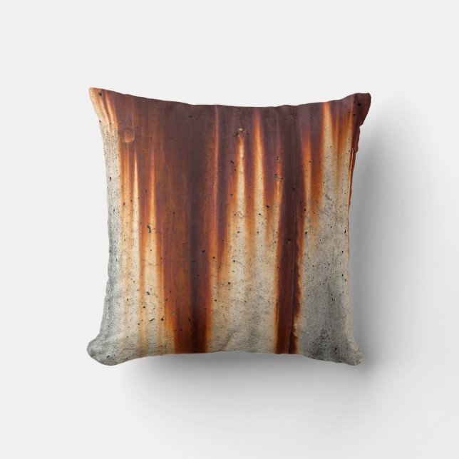 Rusted Grunge Wall: Textured Sagging Throw Pillow (Front)