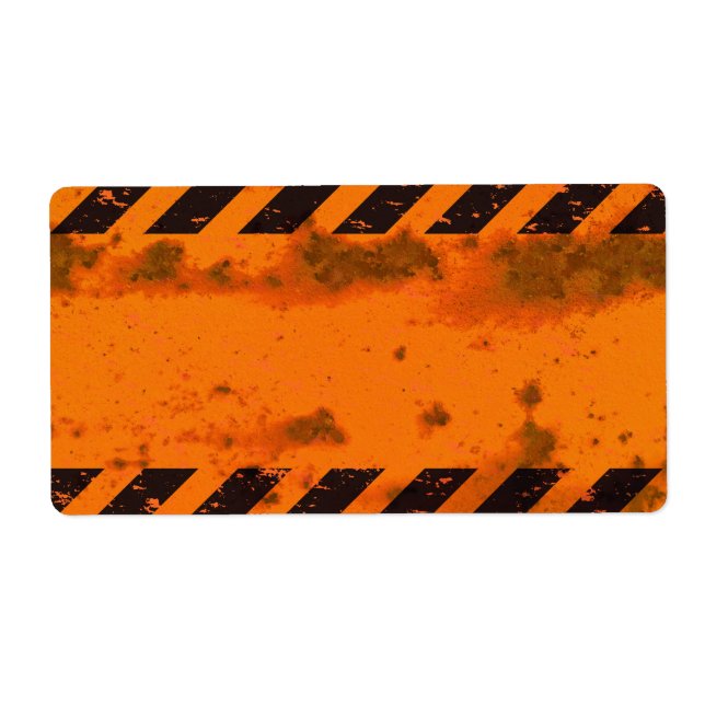 Rusted Hazard Stripes Background Label (Front)