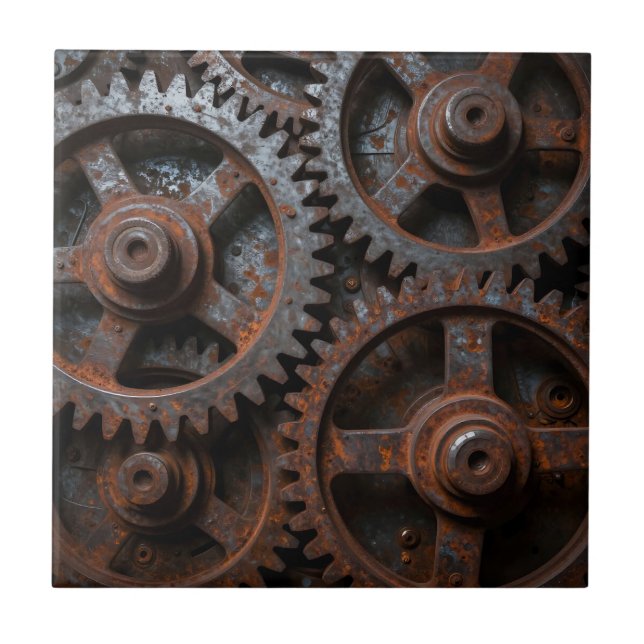 Rusted Industrial Mechanism Ceramic Tile (Front)