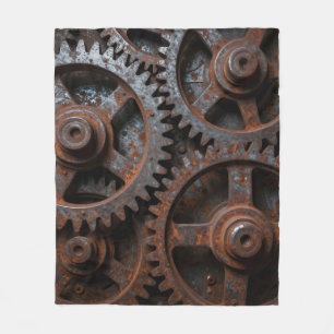 Rusted Industrial Mechanism Fleece Blanket