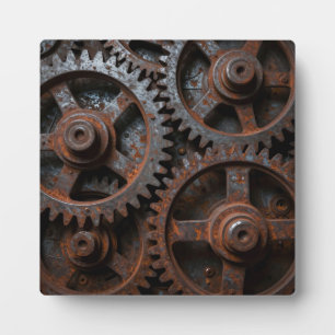 Rusted Industrial Mechanism Plaque