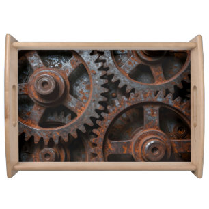 Rusted Industrial Mechanism Serving Tray