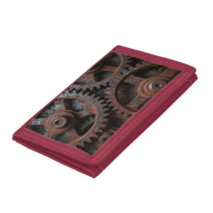 Rusted Industrial Mechanism Tri-fold Wallet