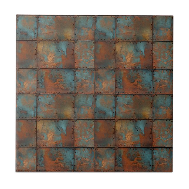 Rusted Iron Metal  Ceramic Tile (Front)