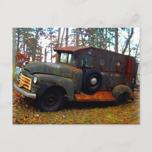 Rusted Junkyard Old Armored Truck Postcard