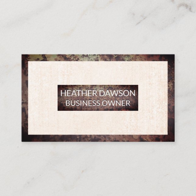 Rusted Metal Border | Grunge Textured Background Business Card (Front)