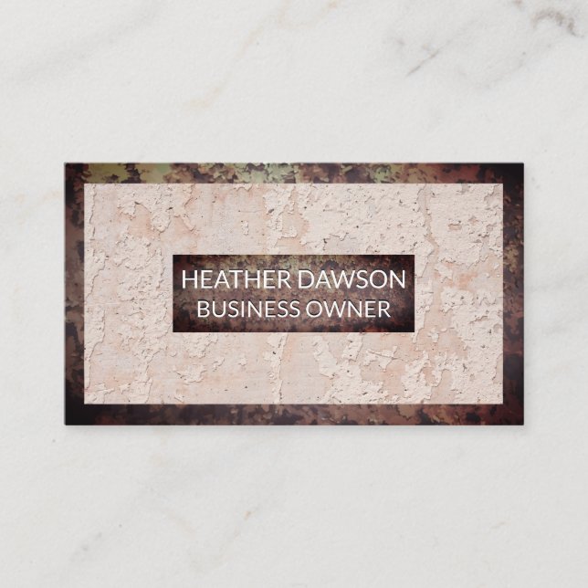 Rusted Metal Border | Grunge Wall Background Business Card (Front)