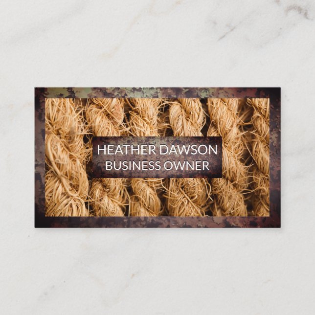 Rusted Metal Border | Rope Background Business Card (Front)
