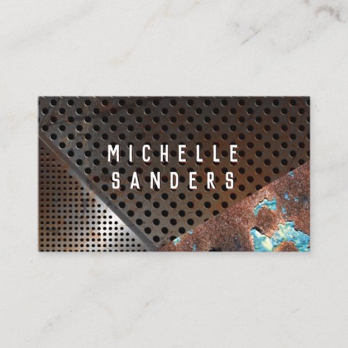 Rusted Metal Perforated Business Card