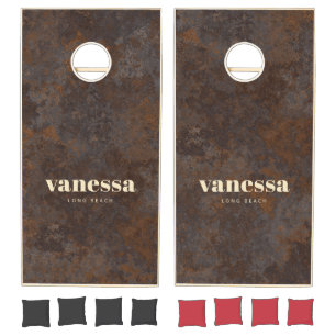 Rusted Metal Sheet Minimal Modern Classic Name Cornhole Set