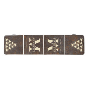 Rusted Metal Sheet Monogram & Name Overlay Beer Pong Table