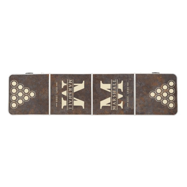 Rusted Metal Sheet Monogram & Name Overlay Beer Pong Table (Top)