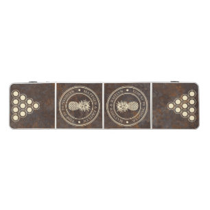 Rusted Metal Sheet Pineapple Wedding Crest & Names Beer Pong Table