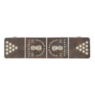 Rusted Metal Sheet Tropical Pineapple Wedding Beer Pong Table