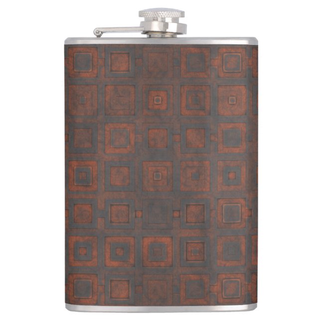 Rusted Metal Squares Flask (Front)