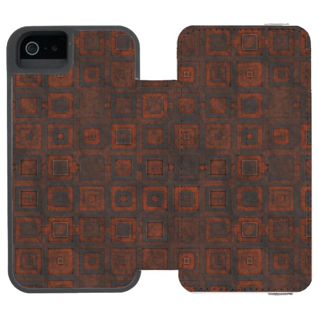 Rusted Metal Squares Incipio iPhone Wallet Case (Folio Open)