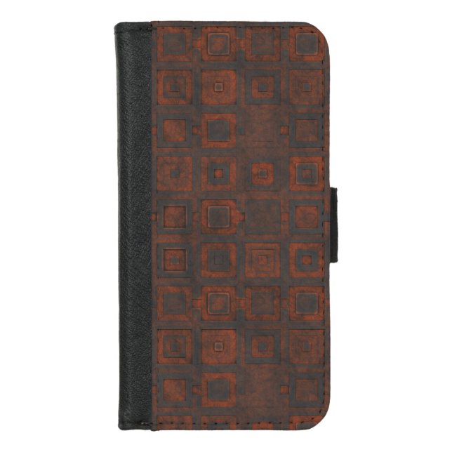 Rusted Metal Squares iPhone Wallet Case (Front)