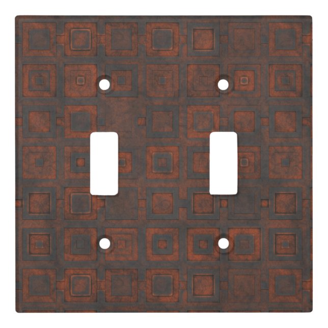 Rusted Metal Squares Light Switch Cover (Front)