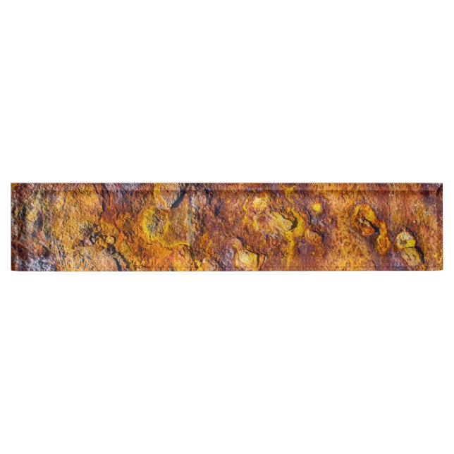 Rusted metal surface desk name plate (Front)