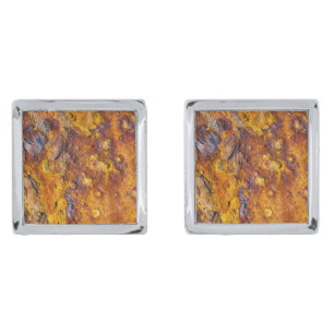 Rusted metal surface silver cufflinks