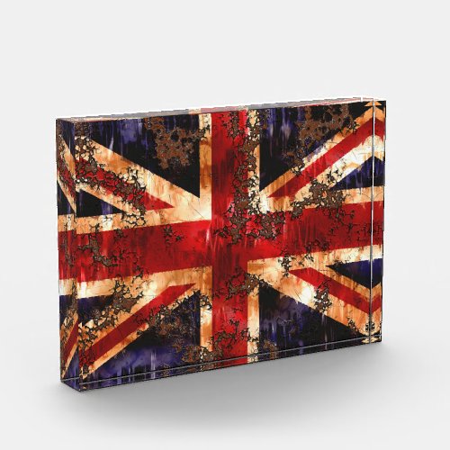 Rusted Patriotic United Kingdom Flag Acrylic Award