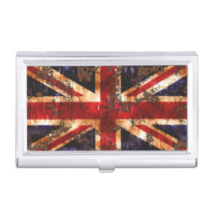 Rusted Patriotic United Kingdom Flag Business Card Holder