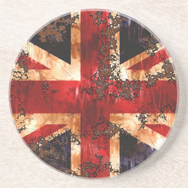Rusted Patriotic United Kingdom Flag Coaster (Front)