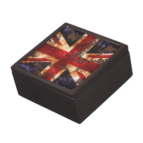 Rusted Patriotic United Kingdom Flag Jewelry Box