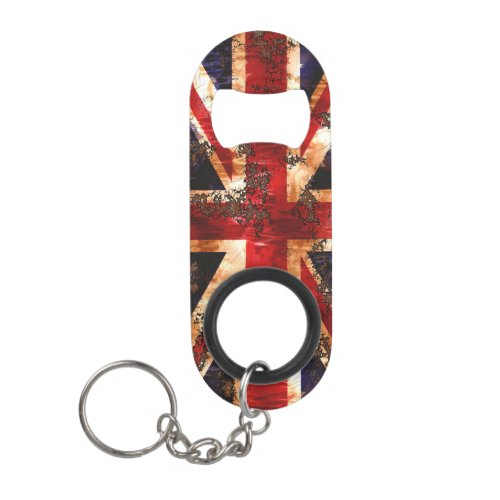 Rusted Patriotic United Kingdom Flag Keychain Bottle Opener