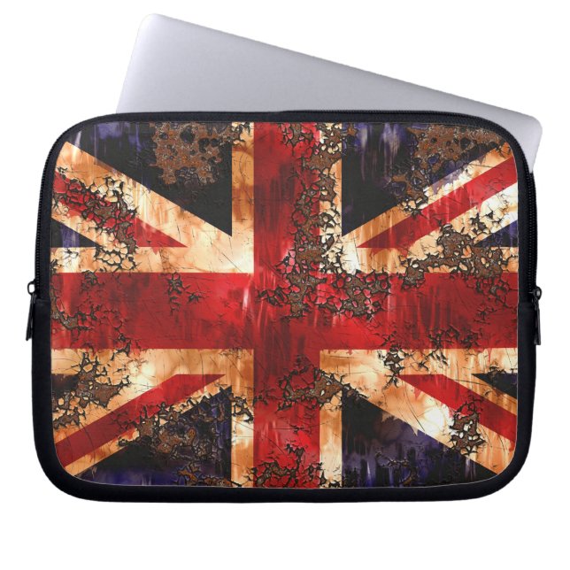 Rusted Patriotic United Kingdom Flag Laptop Sleeve (Front)