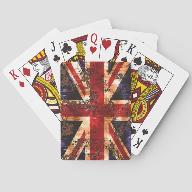 Rusted Patriotic United Kingdom Flag Poker Cards (Back)