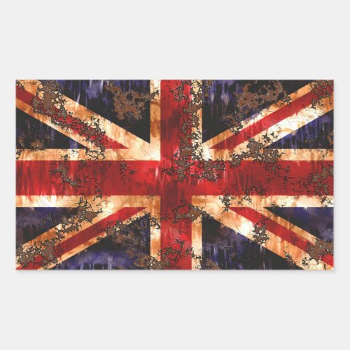 Rusted Patriotic United Kingdom Flag Rectangular Sticker