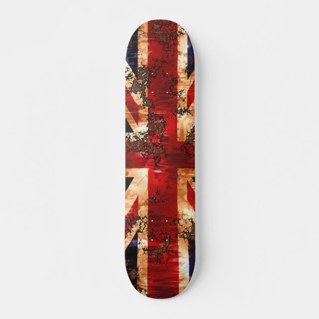 Rusted Patriotic United Kingdom Flag Skateboard Deck (Front)