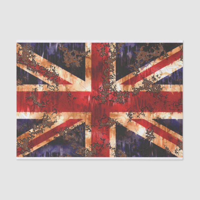 Rusted Patriotic United Kingdom Flag Tissue Paper (Front)