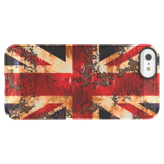 Rusted Patriotic United Kingdom Flag Uncommon iPhone Case (Back Horizontal)