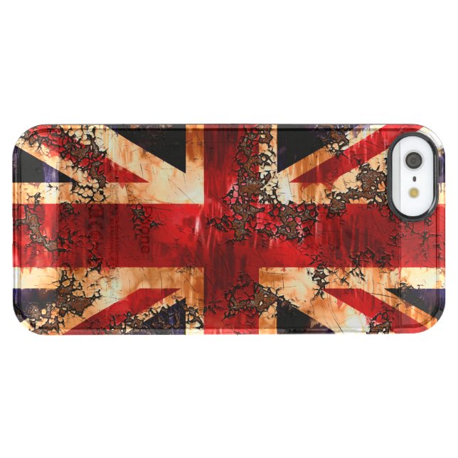 Rusted Patriotic United Kingdom Flag Uncommon iPhone Case (Back Horizontal)