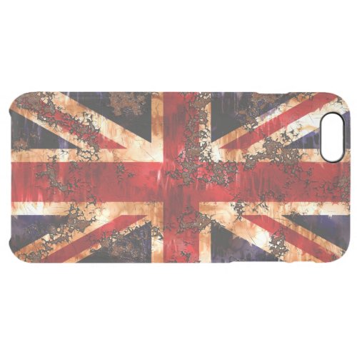 Rusted Patriotic United Kingdom Flag Clear iPhone 6 Plus Case