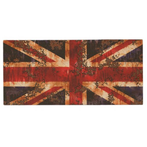 Rusted Patriotic United Kingdom Flag Wood USB Flash Drive