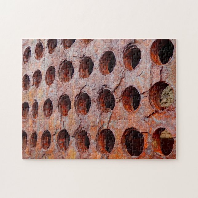 Rusted Perforated Metal Photo Puzzle with Gift Box (Horizontal)