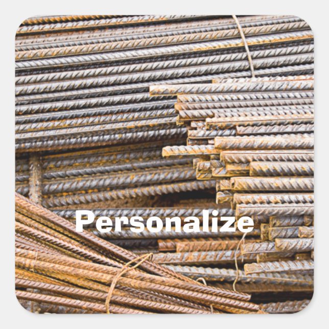 RUSTED REBAR METAL RODS SQUARE STICKER (Front)
