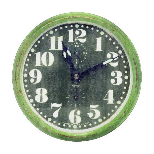 Rusted Retro Clock Vintage Green Old Timepiece  Cutting Board