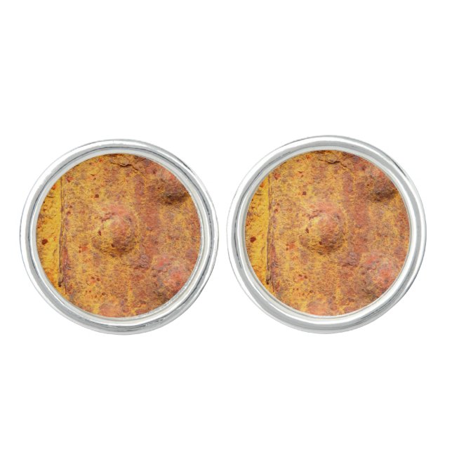 Rusted Riveted Metal Cufflinks (Front)